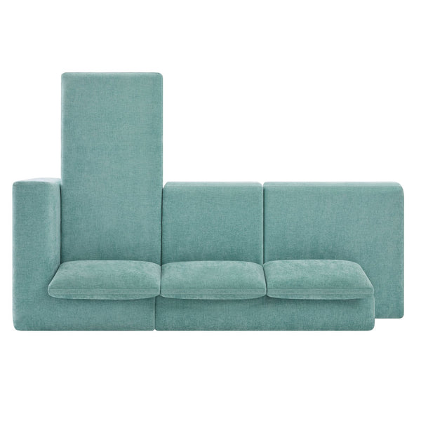 English Elm L-shaped Chenille Sectional Sofa with Deep Modular Seating and Layered Cushion Comfort Teal N763S000090F