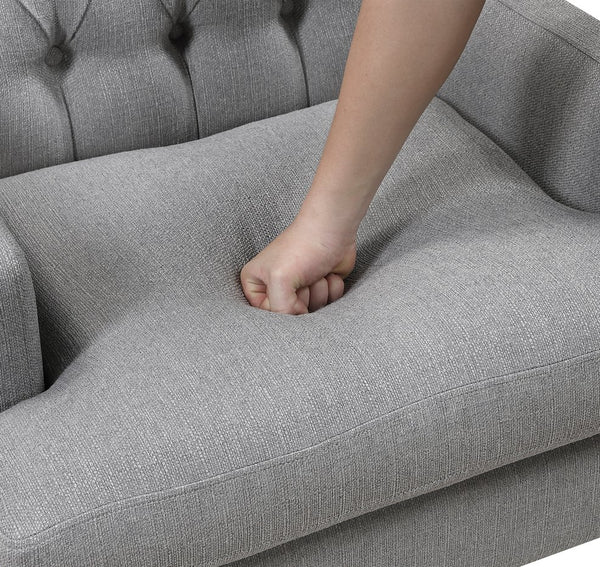 English Elm 1Pc Accent Chair - Elegant Button-Tufted Gray Fabric Upholstery With Plush Foam Cushion For Comfort B011P287709