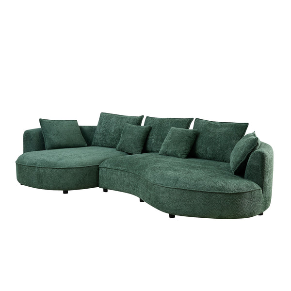 English Elm Oversized Boucle Sectional Sofa Curved 5 Seat Cloud Design with Left Chaise Lounge W876S00318