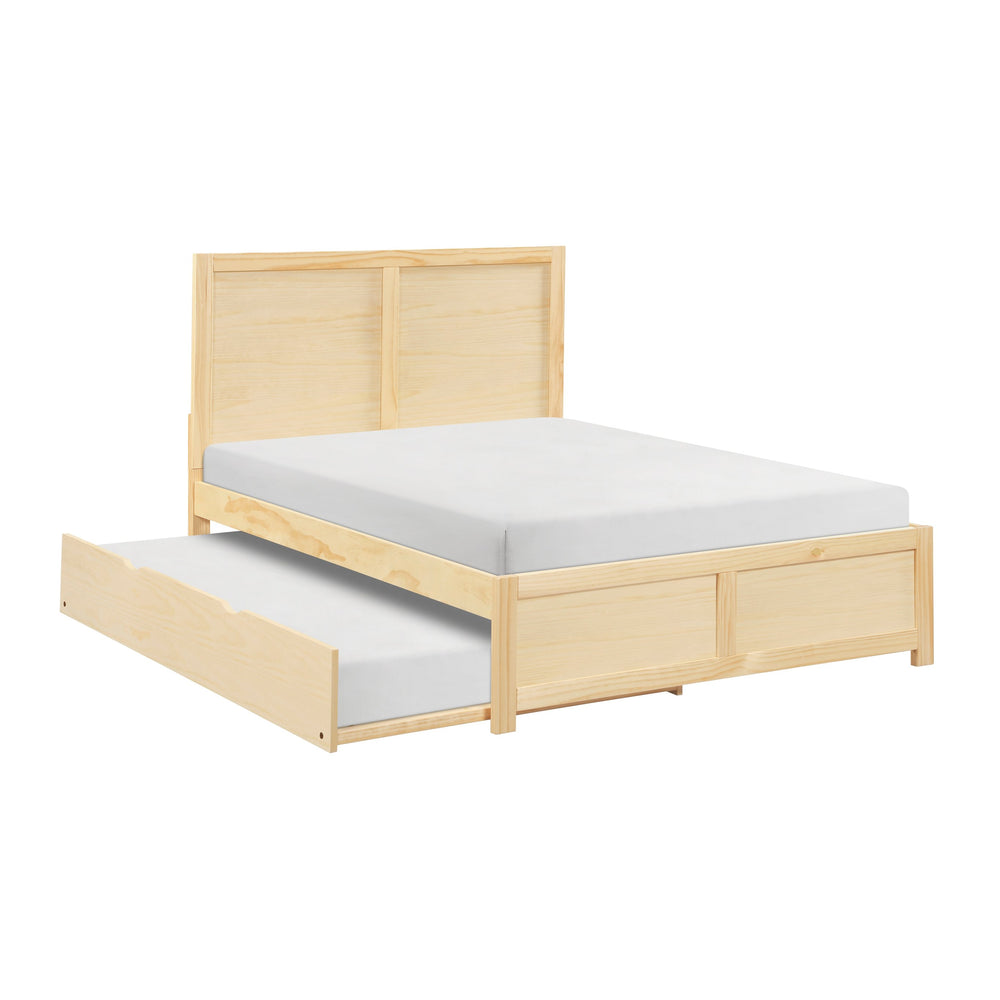 English Elm Contemporary Full Platform Bed Tall Headboard Natural Pine Wood Scandinavian Bedroom Frame B011S02456
