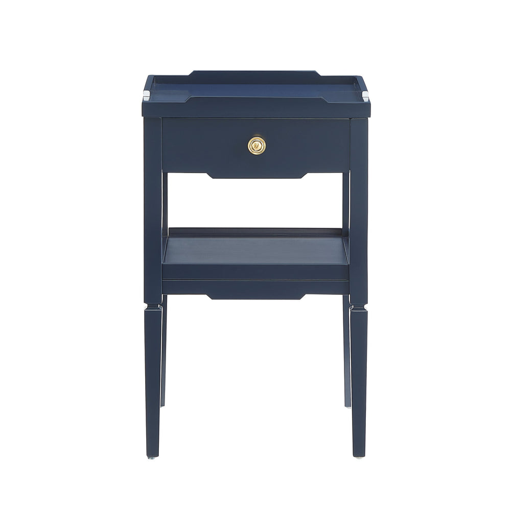 English Elm Foley Midnight Blue 1-Drawer Nightstand with Gold Pull, Tapered Legs, Lower Shelf & Smooth Glides B050P376967