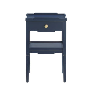English Elm Foley Midnight Blue 1-Drawer Nightstand with Gold Pull, Tapered Legs, Lower Shelf & Smooth Glides B050P376967