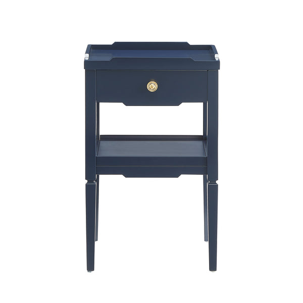 English Elm Foley Midnight Blue 1-Drawer Nightstand with Gold Pull, Tapered Legs, Lower Shelf & Smooth Glides B050P376967