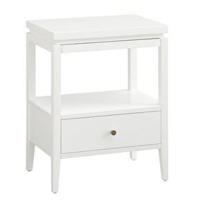 English Elm Olana Floating Top 1-Drawer Nightstand in White — Modern Solid Wood Nightstand with Hidden Tray, Gold Pull, Shelf B050P376963