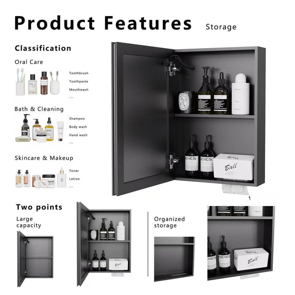 English Elm Led Aluminum Medicine Cabinet with Anti Fog Mirror and White Light for Bathrooms W3083P417741