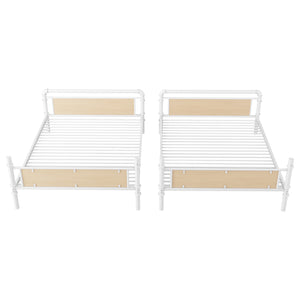 English Elm Twin Twin XL over Twin XL Metal Bunk Bed, Industrial White Detachable Design with Guard Rails, 300lb Capacity W2580P304984