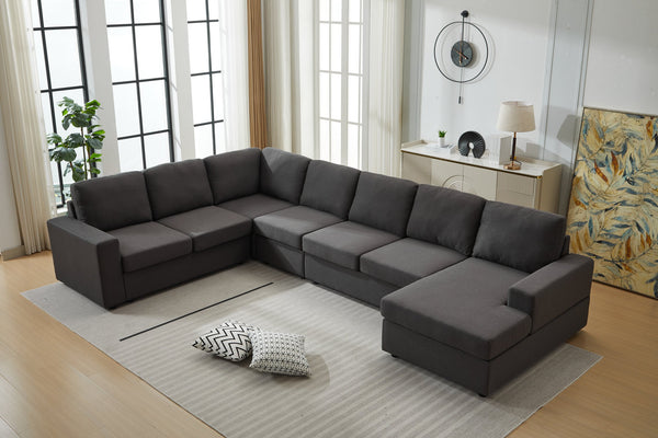 English Elm Large Modular L Shaped Sectional Sofa with Plush Cushions for Contemporary Living Rooms B2730S00053