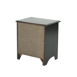 English Elm Nightstand Solid Pine Wood with 2 Drawers in Classic Black — Compact, Durable Storage for Bedroom SR014251