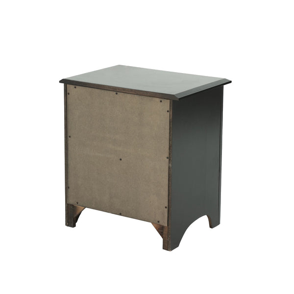 English Elm Nightstand Solid Pine Wood with 2 Drawers in Classic Black — Compact, Durable Storage for Bedroom SR014251