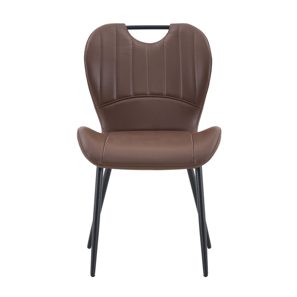 English Elm Set of 4 Olive Fabric Dining Chairs Ergonomic Cushion Black Steel Frame Modern Black+Brown W1151P454885