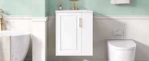 English Elm 20" Floating Bathroom Vanity with Ceramic Sink Soft Close Door and Open Side Shelf N710P332061K
