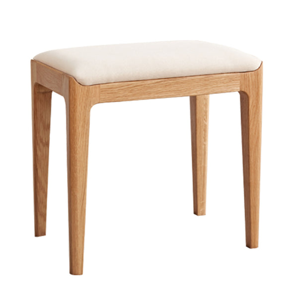 English Elm Red Oak Solid Wood Vanity Stool Channel Tufted Cushioned Seat Bedroom Accent W1283P400688