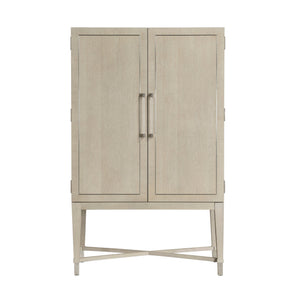 English Elm 1pc Oak Bar Cabinet with Led Mirrored Interior Stemware Rack and Pull Out Tray B011P474393