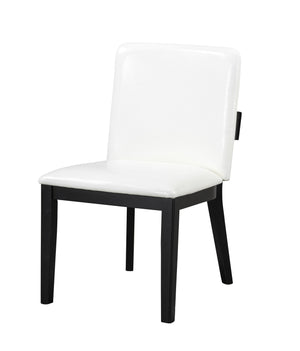 English Elm Modern Ergonomic PU Leather Dining Chair Set of 2 with High-Density Foam, Lumbar Support, Sleek Wood Frame and Compact Profile for Dining or Home Office Comfort White+Black N842P299016B