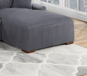 English Elm Modern Plush Corduroy 2pc Sectional Sofa with Chaise, Sleek Low-Profile Legs and 5 Accent Pillows Dark Gray 41 L x 21 W x 74 H B011S01280