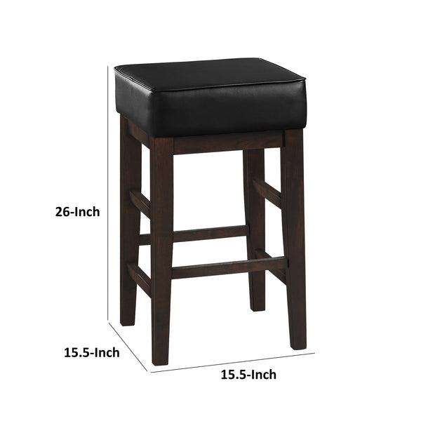 English Elm Vin Espresso Wood Counter Stools with Faux Leather Seats and Ladder Back Set of 2 B056P416883