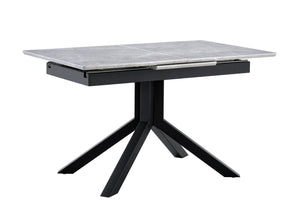 English Elm Modern Extendable Rectangular Dining Table with Scratch‑Resistant MDF Top and Matte Geometric Legs, Space‑Saving Centerpiece for Home or Office W3493S00008