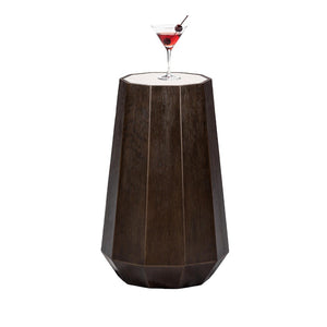 English Elm Transitional Martini Table With Quartz Stone Top - Trestle Base In Dark Walnut For Modern Living Spaces B2741P404281-GIGA