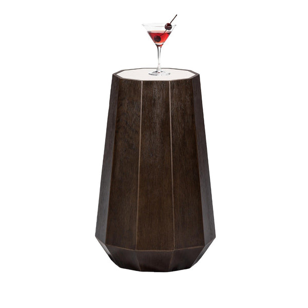 English Elm Transitional Martini Table With Quartz Stone Top - Trestle Base In Dark Walnut For Modern Living Spaces B2741P404281-GIGA