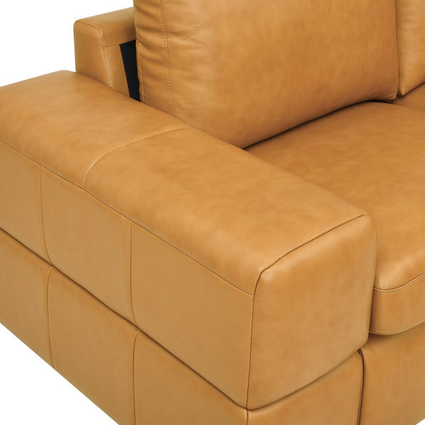 English Elm Large Modular Sectional Sofa Top Grain Leather Match Square Arm Living Room Ginger B2748S00138