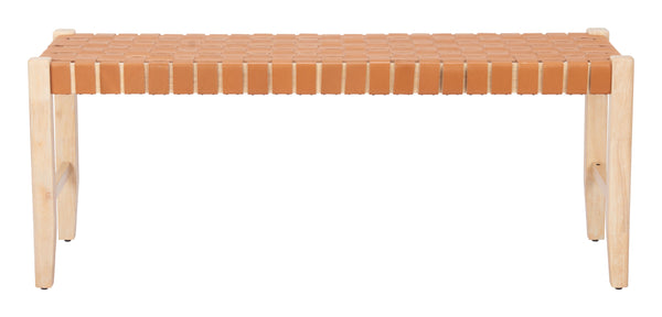 Zuo Modern Bandini Bench - Elegant Tan 100% Leather And Rubberwood Design For Modern Hospitality Spaces Natural 100% Leather,Rubberwood 110701-zuo-modern