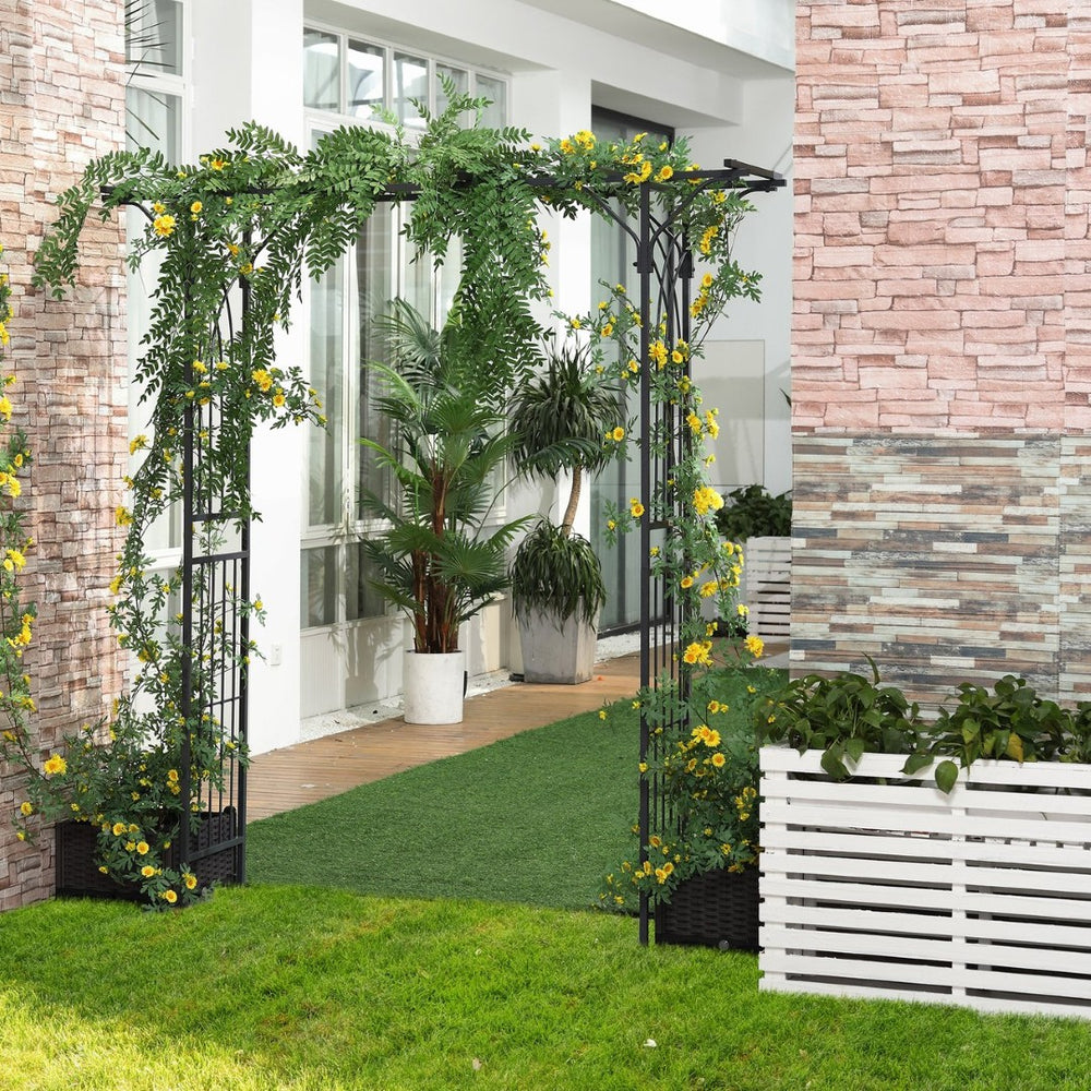English Elm Outsunny 82'' Elegant Metal Garden Trellis Arch With Durable Steel, Perfect For Weddings & Events W2225P174414-GIGA