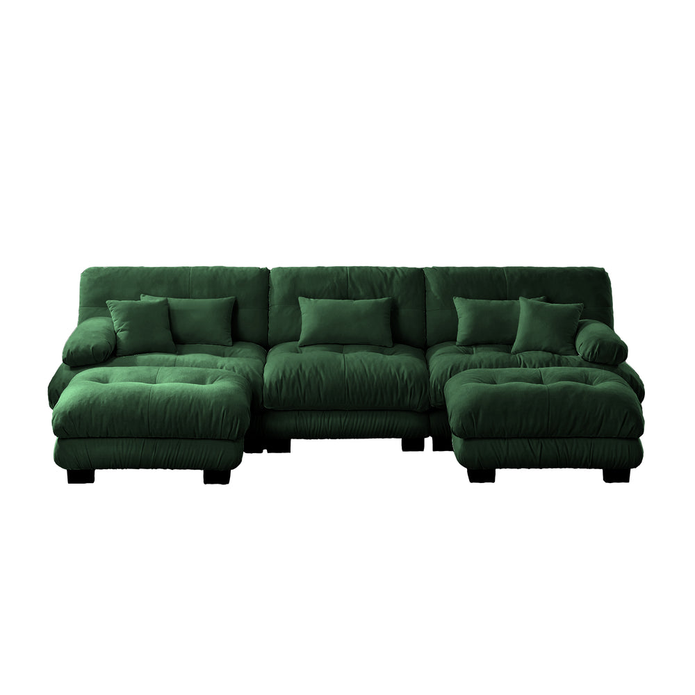 English Elm Luxury Modular Sectional Sofa - Oversized U-Shaped Chenille Couch With 2 Ottomans For Ultimate Comfort W714S01093