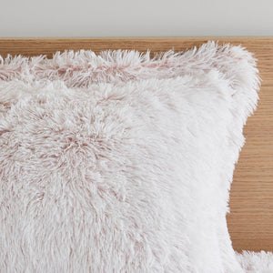 English Elm 3 Piece Shaggy Faux Fur Comforter Set Plush Lodge Style Hypoallergenic Bedding Pink+White B035P319587