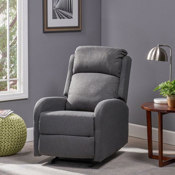 English Elm Christopher Knight Home® - 25" Plush Waterfall Backrest Manual Rocker Recliner with Curved Arms and Smooth Lever Recline Dark Gray 62805.00DGRY