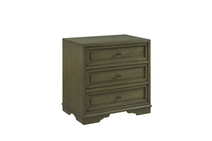 English Elm 3 Drawer Nightstand Warm Cashew Finish with Usb Charging Cedar Lined Bedroom Storage Green B2699P440922