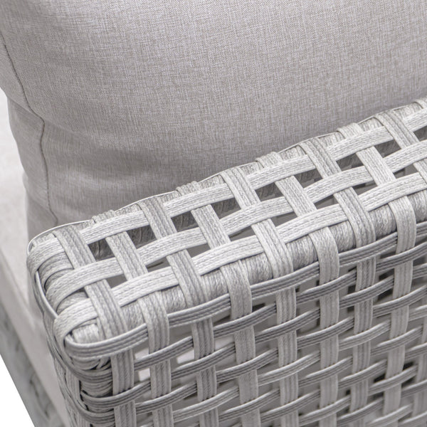 English Elm K&K 8-Piece Patio Conversation Set with 43" 60,000 BTU Propane Fire Pit, UV Wicker & Thick Cushions Grey N707S000012G