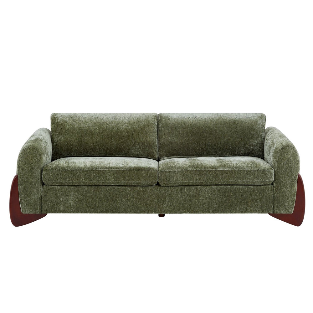 English Elm Christopher Knight Home® - 89"L Olive Green Chenille Sofa – Stylish Comfort For Compact Spaces, Durable Construction & Pillows N771P345832L_N771P345833L
