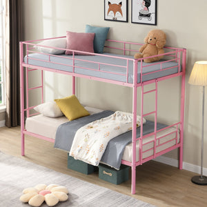 English Elm Metal Bunk Bed Twin Over with Built-in Staircase for Kids Shared Bedroom W311P201415