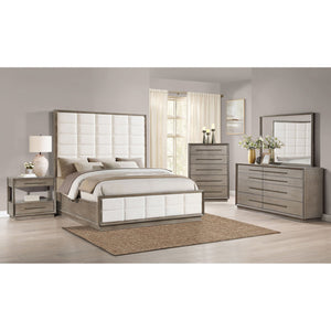 English Elm Prescott Taupe Oak Grain 5 Drawer Chest with Mitered Trim and Modern Bar Pulls B062P441125