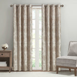 SunSmart Amelia  Knitted Jacquard Paisley Total Blackout Grommet Top Curtain Panel SS40-0205 Champagne