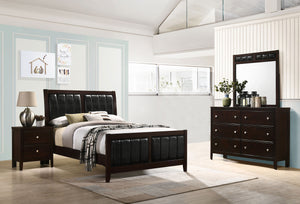 English Elm Werner Full Bedroom Set with Leatherette Accents in Warm Cappuccino Wood Finish B062S00770