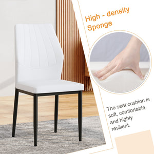 English Elm Table and Chair Set Modern Marble Glass Top with Four Pu Leather Seats for Dining W1151S04662