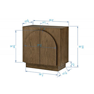 English Elm Mid-Century wooden sideboard buffet with arched doors and rounded edges, spacious storage, durable craftsmanship nurturing warmth Brown 33 L x 19 W x 29 H B011P367187
