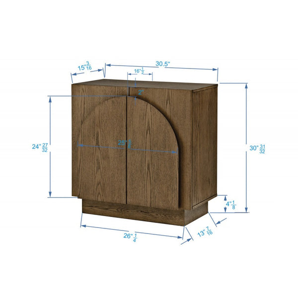English Elm Mid-Century wooden sideboard buffet with arched doors and rounded edges, spacious storage, durable craftsmanship nurturing warmth Brown 33 L x 19 W x 29 H B011P367187