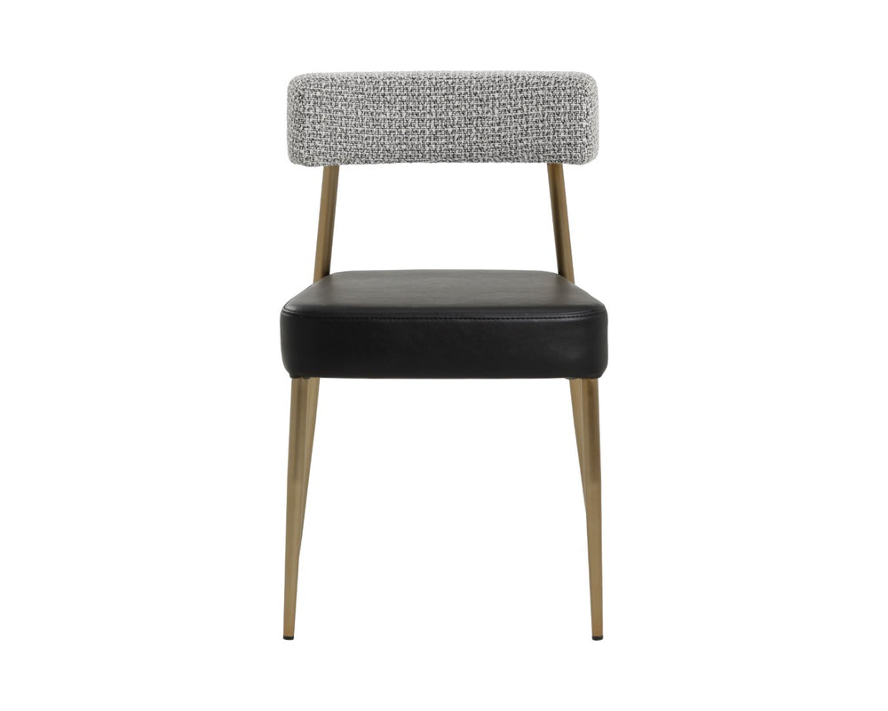 Sunpan ASHWIN Stackable Dining Chair - Modern Bravo Black Faux Leather & Helios Check Black Design 112178