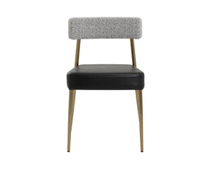 Sunpan ASHWIN Stackable Dining Chair - Modern Bravo Black Faux Leather & Helios Check Black Design 112178