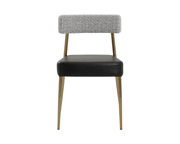 Sunpan ASHWIN Stackable Dining Chair - Modern Bravo Black Faux Leather & Helios Check Black Design 112178
