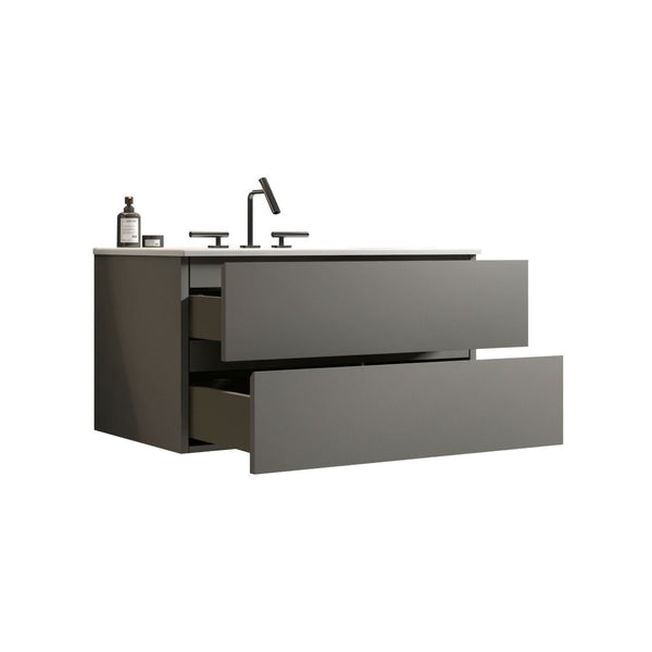 English Elm Tia 36" Wall Mount Space Grey Floating Vanity With Ceramic Sink, Soft-Close Drawers & Large Storage W1865S00067-GIGA