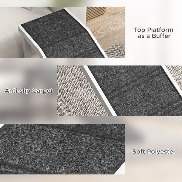 English Elm Pawhut Pet Ramp For Dogs & Cats - Non-Slip Carpeted Incline, Solid Pine, Top Platform, 74" X 16" X 25" W2225P173810-GIGA