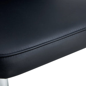 English Elm Modern Pu Leather Dining Chair Set of Six with Curved Back and Polished Metal Legs Black+Silver W1151P370777
