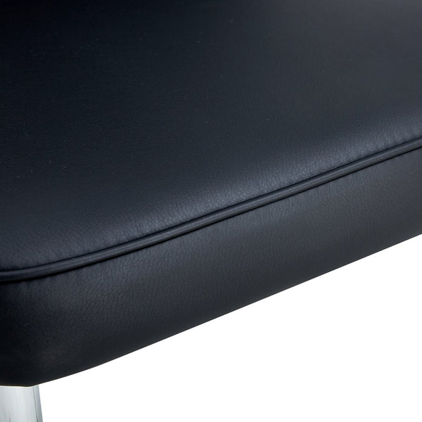 English Elm Modern Pu Leather Dining Chair Set of Six with Curved Back and Polished Metal Legs Black+Silver W1151P370777