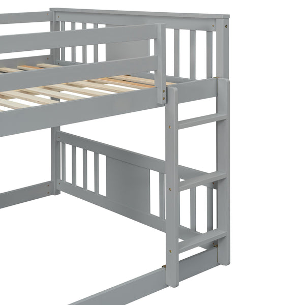 English Elm Full Over Kids Bunk Bed with Built-in Slide Ladder Pine Frame Gray Finish LT100208AAE