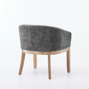 English Elm Mid Century Barrel Accent Chair Chenille Upholstery Rubberwood Legs Dining Room Gray W1143P449341