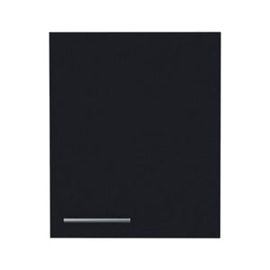 English Elm Manchester Compact 20" Wall Cabinet with One Door and Two Shelves — Space-Saving Storage, Sleek Finish Black 26 L x 21 W x 4 H B070P234339