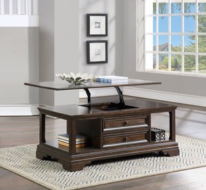 English Elm Traditional Lift Top Coffee Table Birch Veneer Storage Drawers Open Shelves Living Room B011P291536